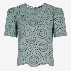 NWT Express Eyelet Crewneck Short Sleeve Top